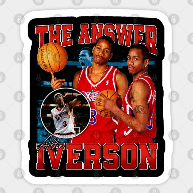 Allen Iverson The Answer Basketball Signature Vintage Retro 80s 90s Bootleg Rap Style Allen Iverson Sticker TeePublic
